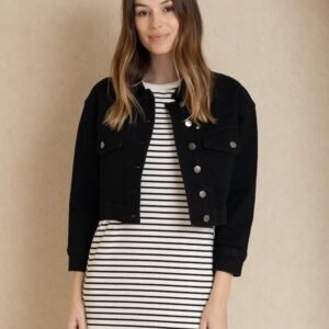 Black Denim Cropped Jacket