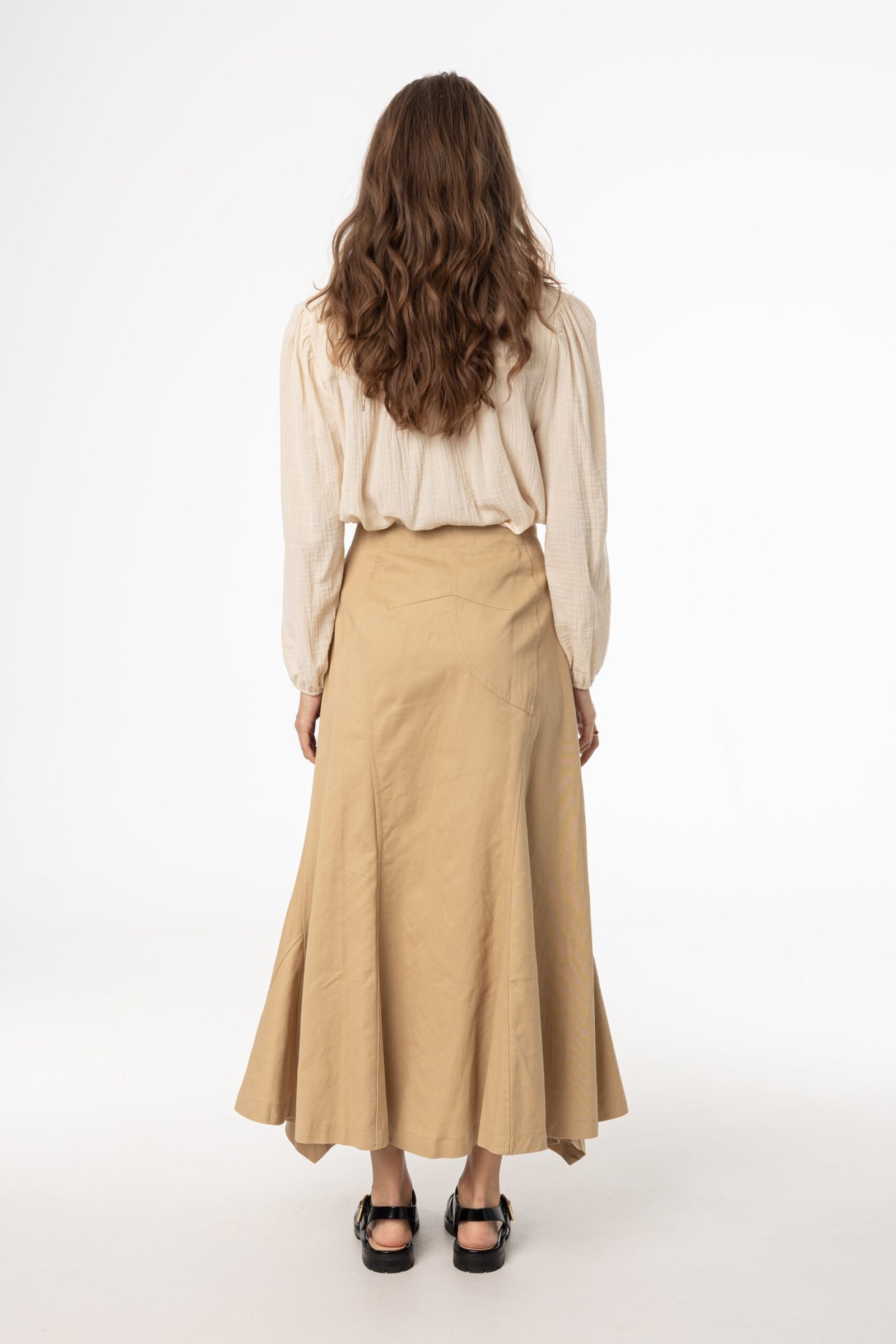 Beige Asymmetrical Maxi Skirt - Image 3