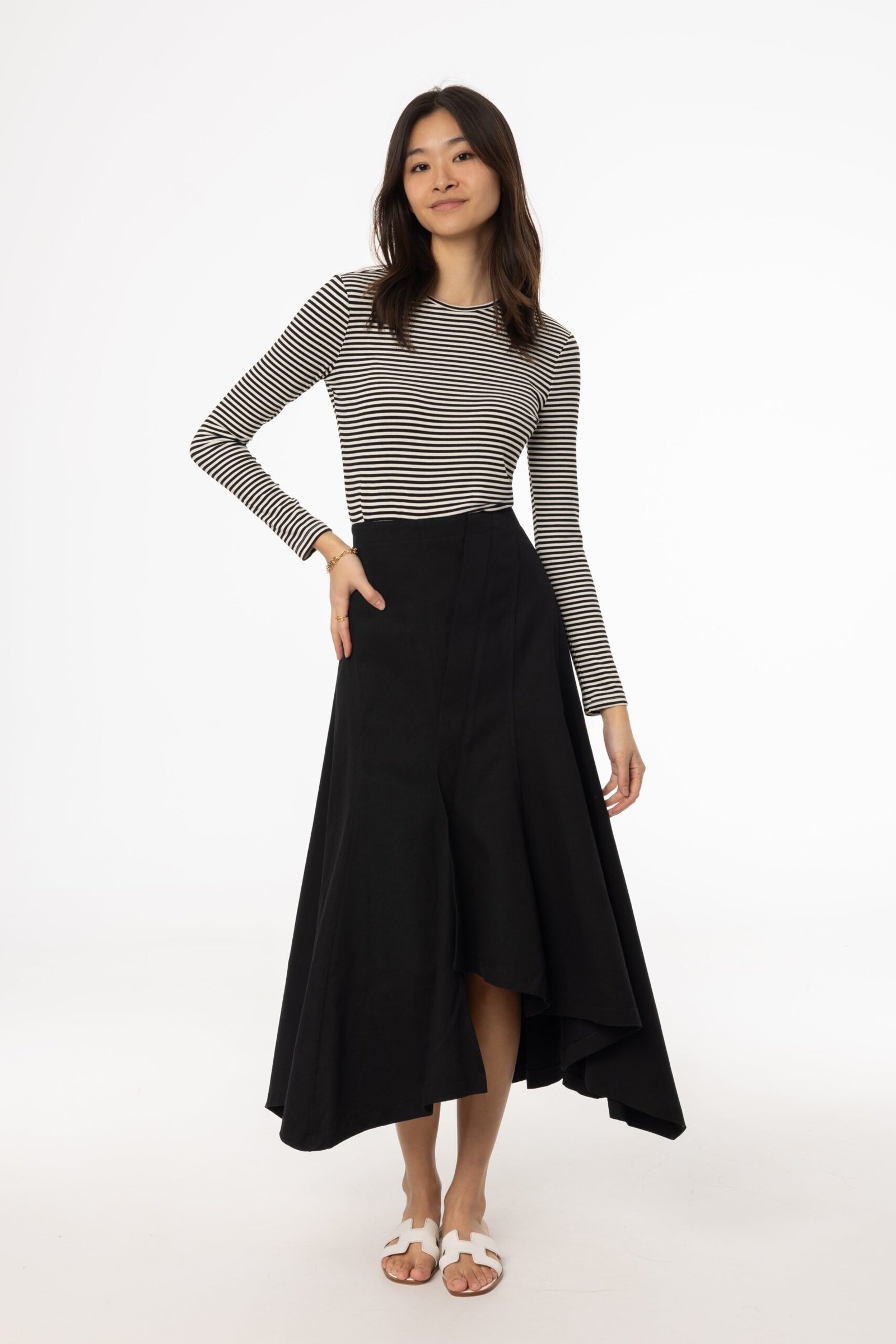 Black Asymmetrical Maxi Skirt - Image 4