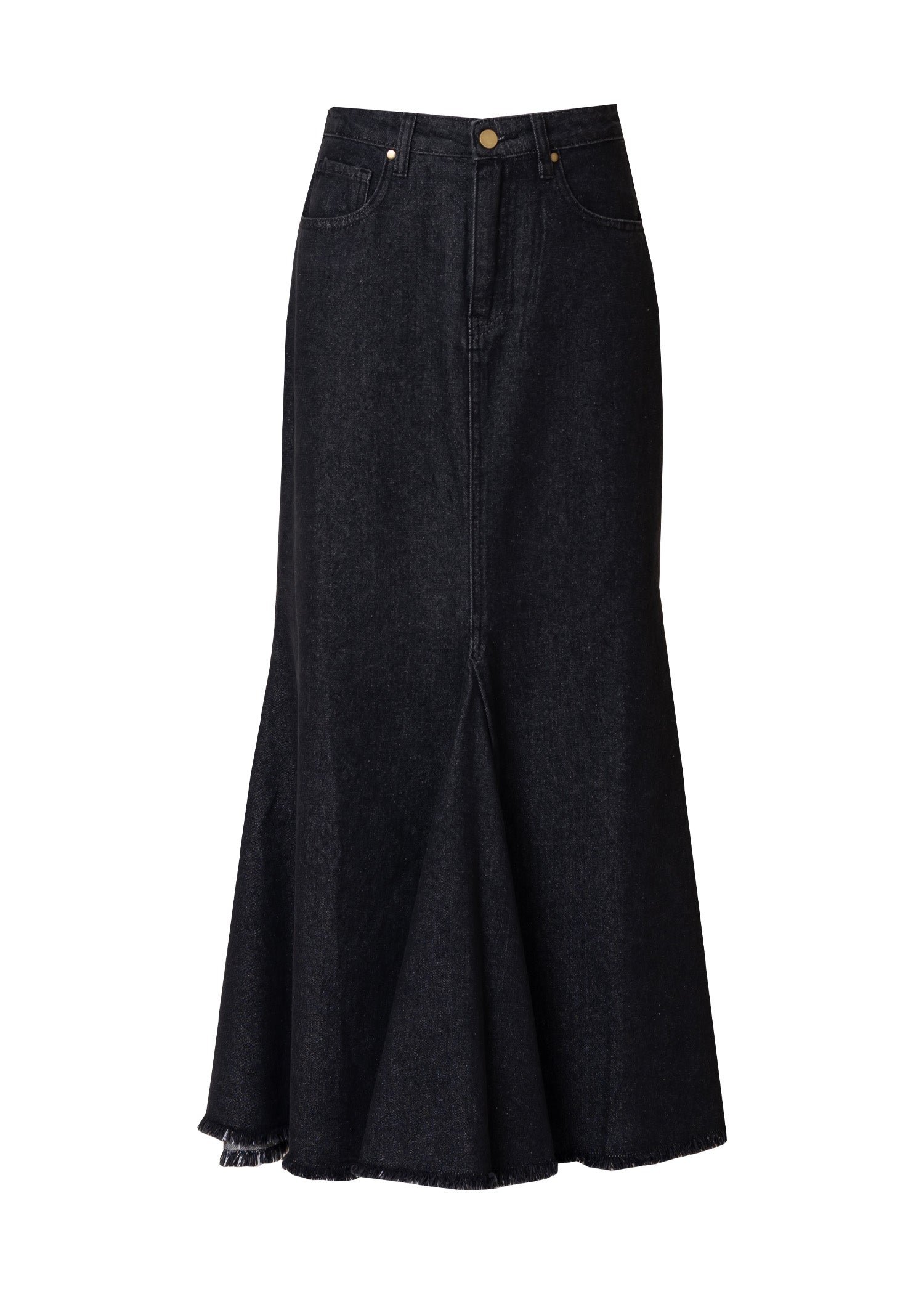 Black Denim Flare Bottom Skirt - Image 5