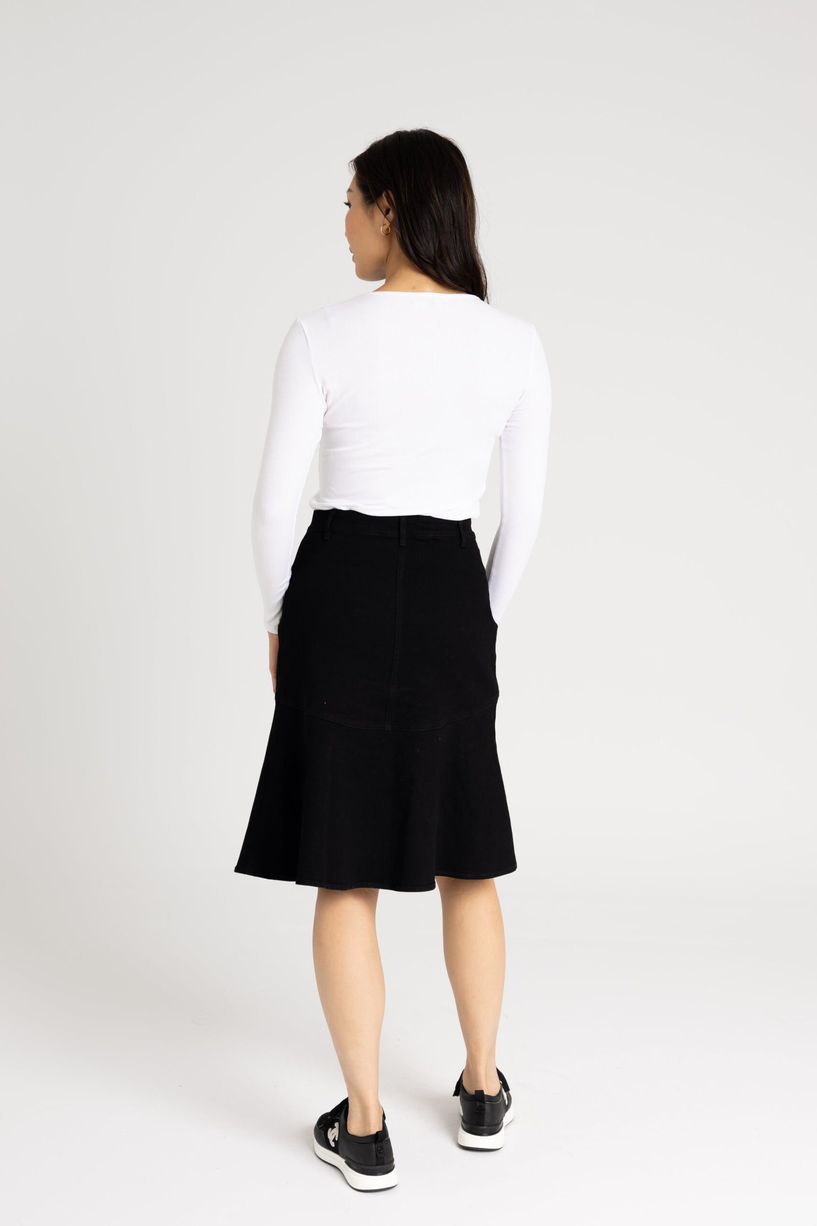 Black Denim Flare Skirt - Image 3