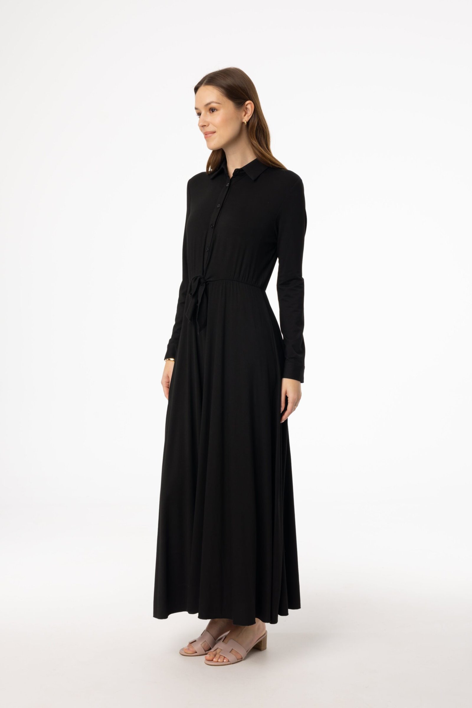 Black Button Maxi Dress - Image 2