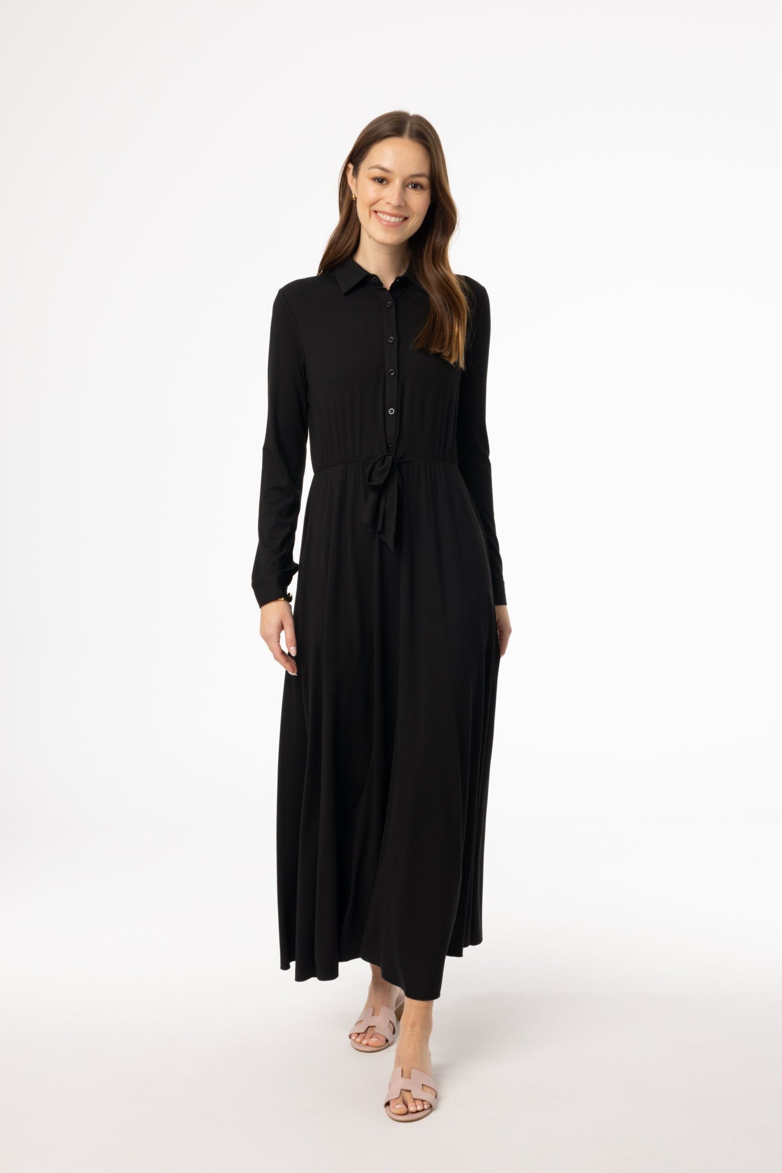 Black Button Maxi Dress - Image 4