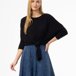 Black Dolman Tie Knot Tee