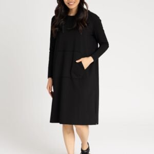 Black Drawstring Hoodie Dress