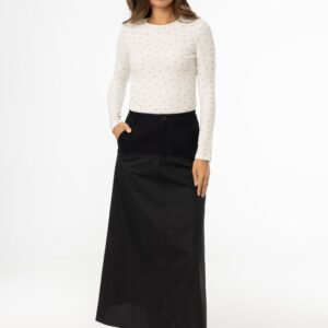 Black Fabric Combo A-Line Skirt