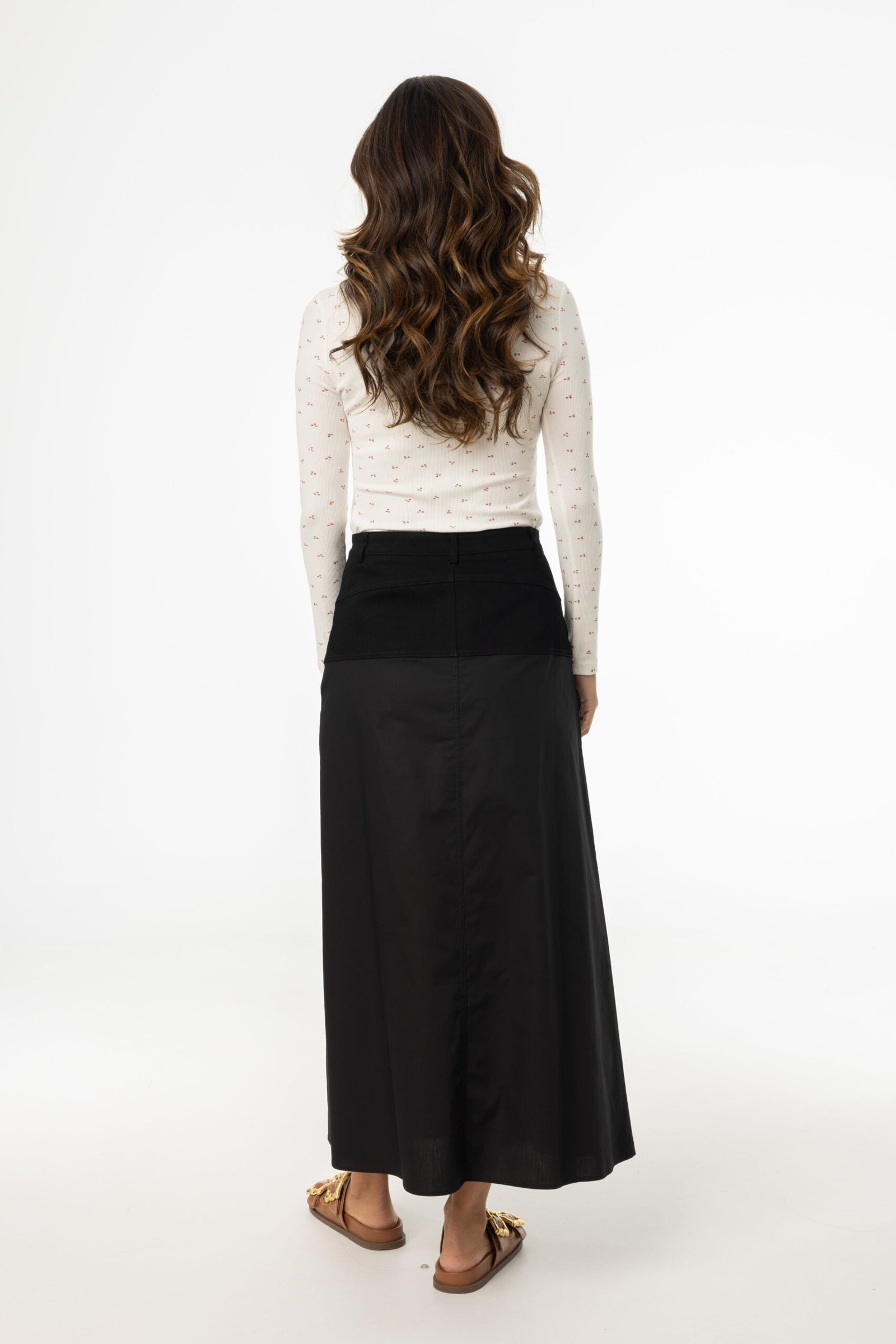Black Fabric Combo A-Line Skirt - Image 3