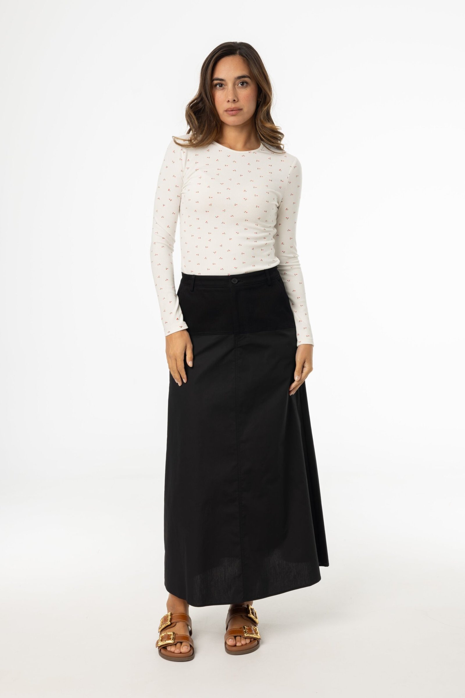 Black Fabric Combo A-Line Skirt - Image 4