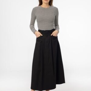Black Flare Cargo Maxi Skirt