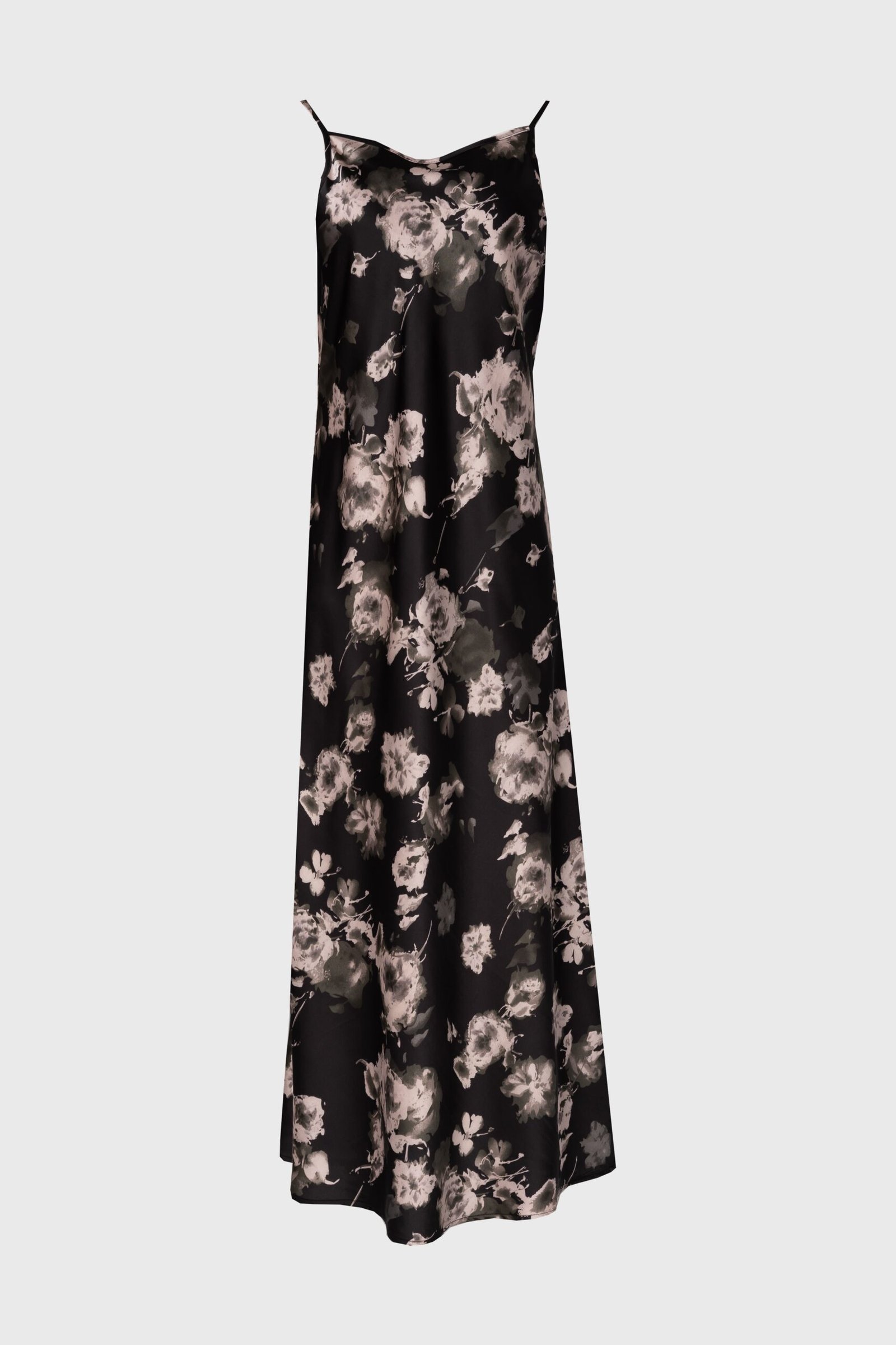 Black Floral Printed Slip Dress - Image 5