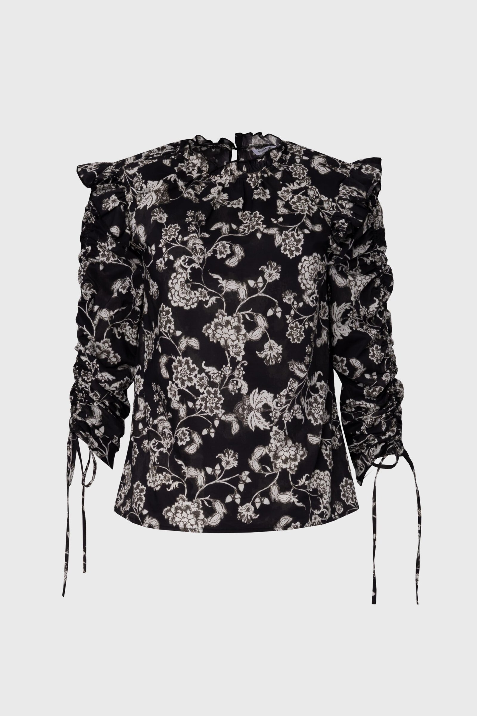 Black Floral Ruffle Blouse - Image 5