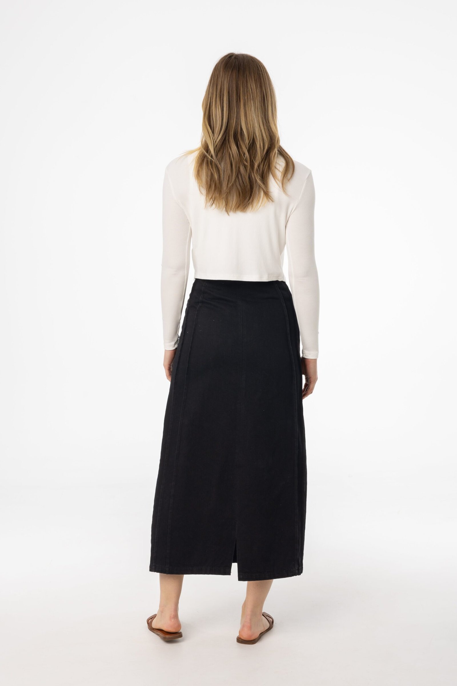 Black French Seam Denim Skirt - Image 3