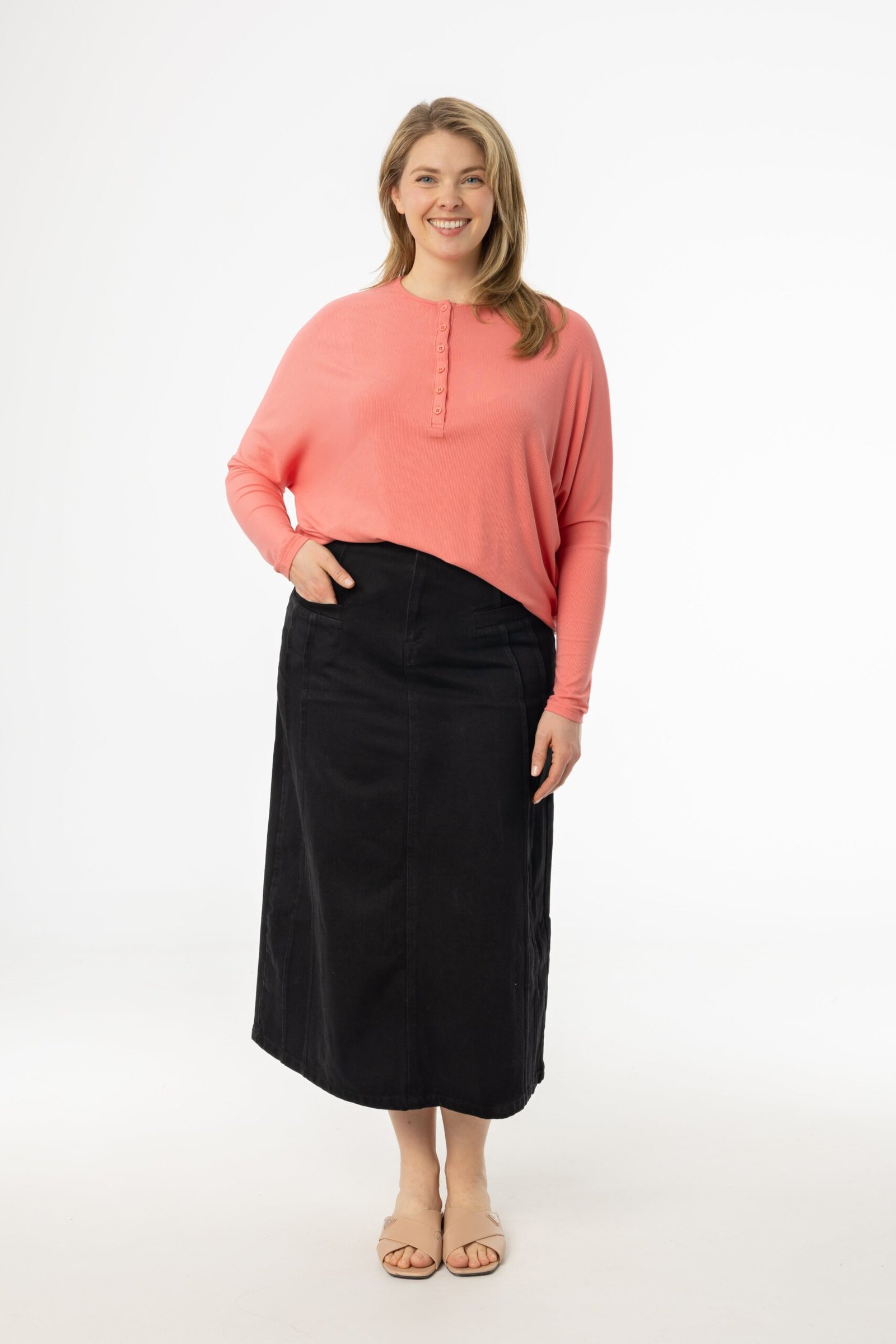 Black French Seam Denim Skirt - Image 4