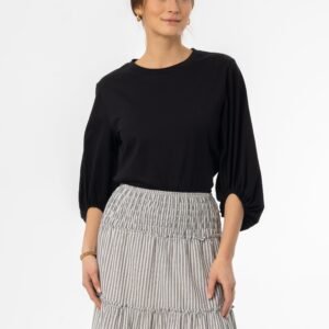 Black Gathered Sleeve T-Shirt