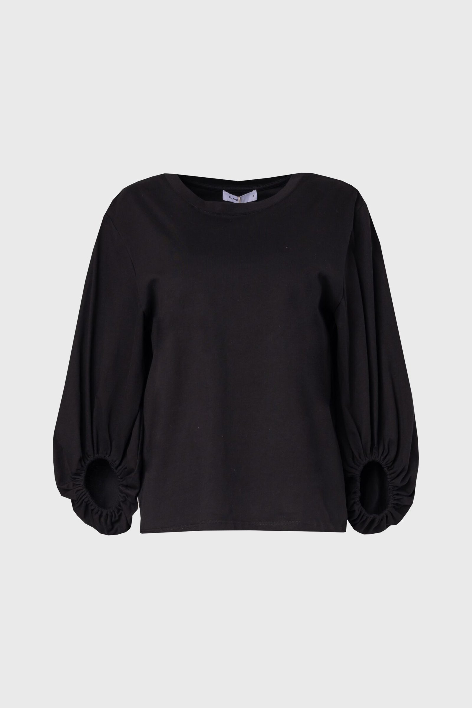 Black Gathered Sleeve T-Shirt - Image 5