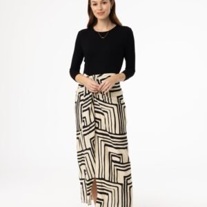 Black Geometric Draped Skirt