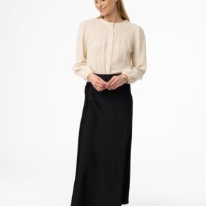 Black A-Line Satin Effect Maxi Skirt