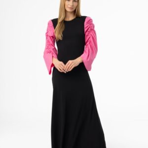 Black and Pink Colorblock Maxi Dress