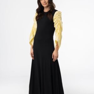 Black and Yellow Colorblock Maxi Dress