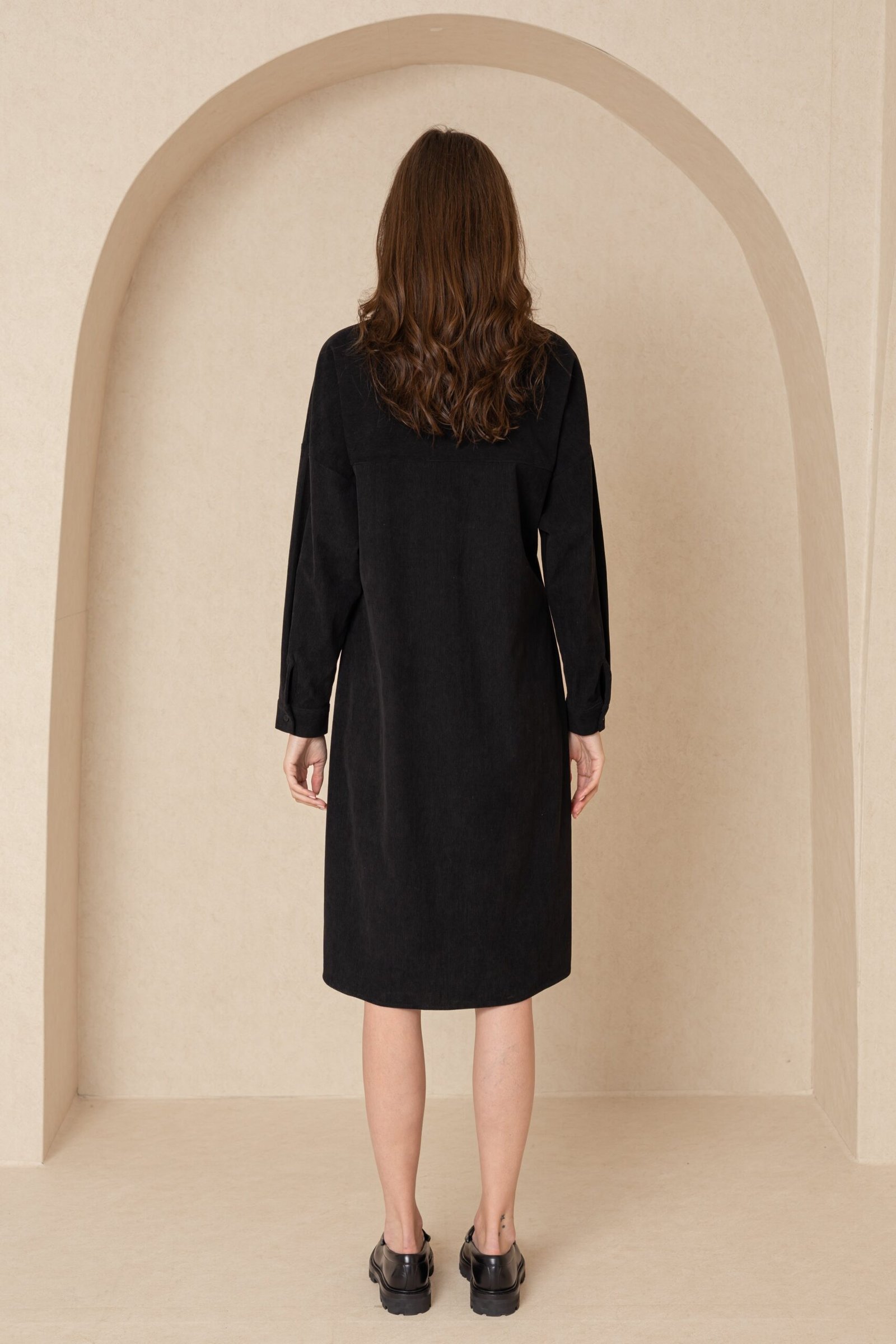 Black Corduroy Shirt Dress - Image 3