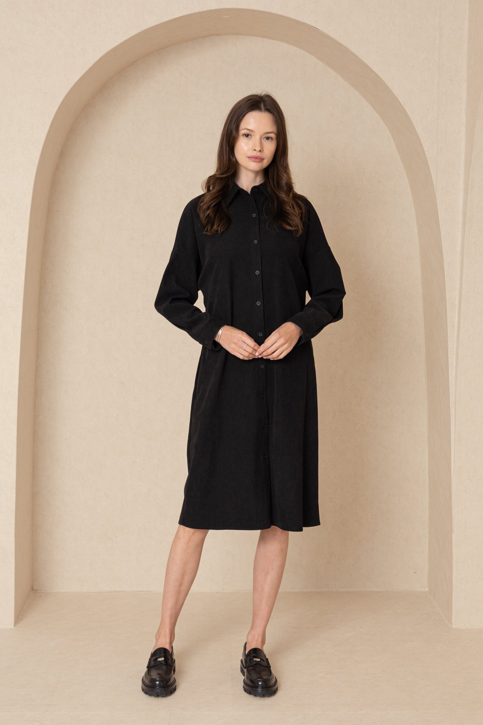 Black Corduroy Shirt Dress - Image 4